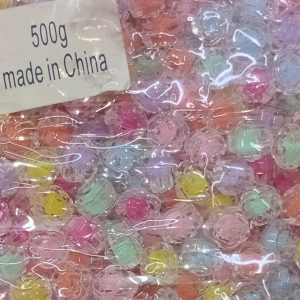 مهره آبرنگی شفاف مدل گل رز بسته نیم کیلویی